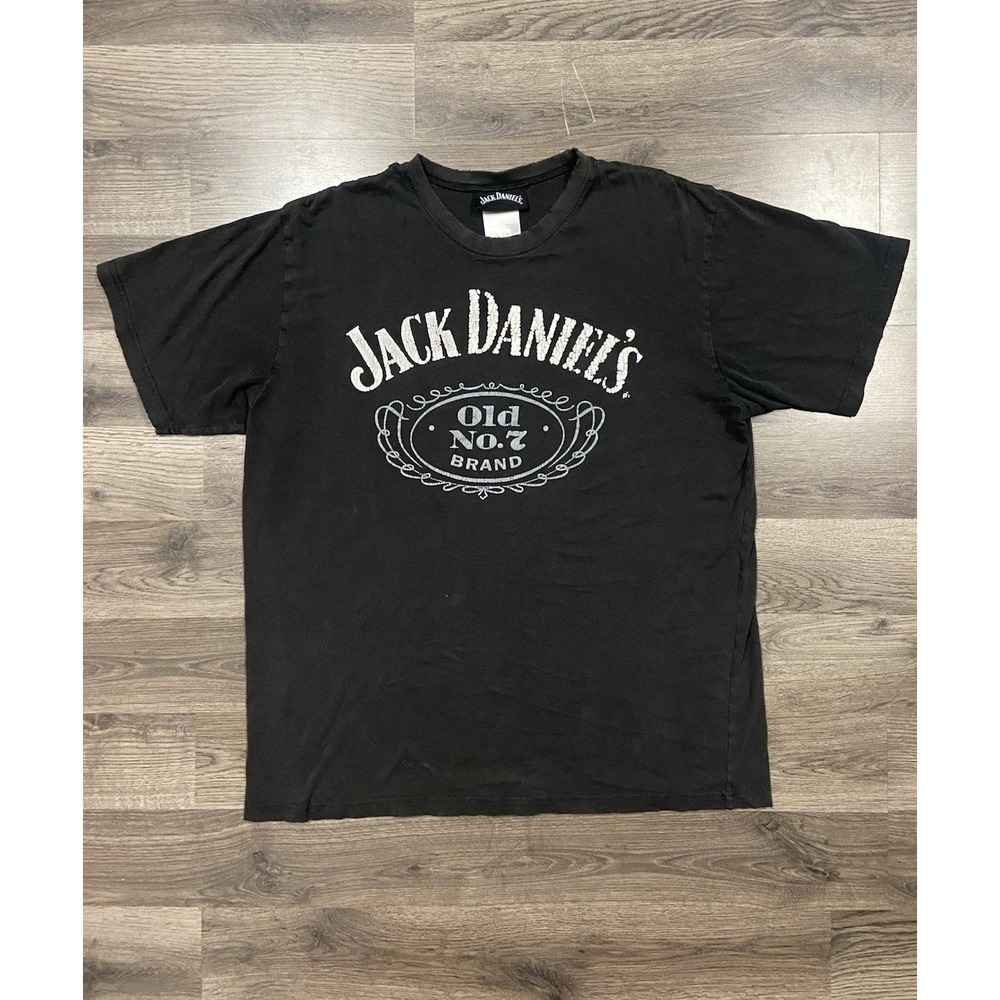 Vintage Jack Daniel's Shirt‎ Size Large Black Alcohol Graphic No.7 Logo Tee